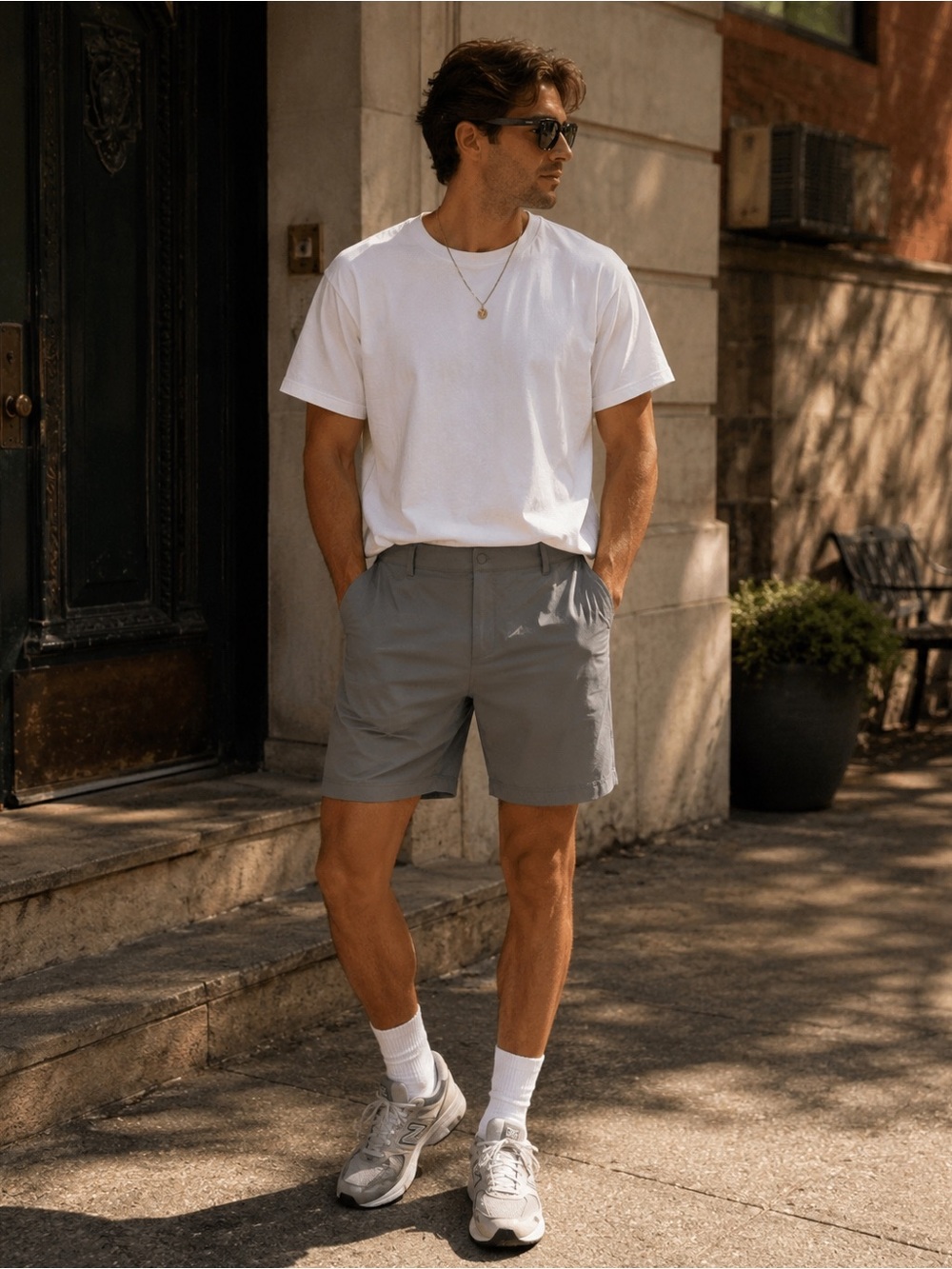 90 Degree By Reflex Men's Light Gray Athletic Shorts